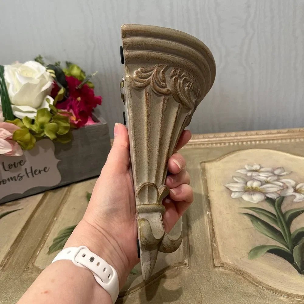 Vintage Ornate Hollywood Regency Style Wall Shelves Sconces